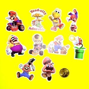 3/$20 Brand New 10x Nintendo Super Mario Waterproof Stickers #d